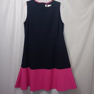 ELIZA J. SLEEVELESS FIT & FLARE COLOR BLOCK DRESS